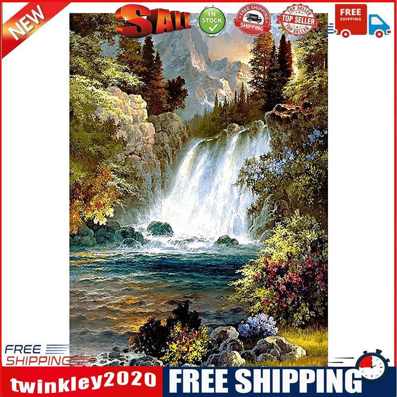 Waterfall Full Drill Round Diamond Painting DIY Needlework Cross Stitch Set