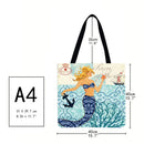 Mermaid Printed Shoulder Shopping Bag Casual Large Tote Handbag (40*40cm)