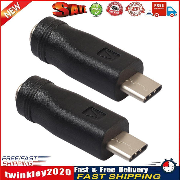 2pcs DC Power Adapter Type-C USB Male to DC5.5x2.1mm Female Jack Converter Newly