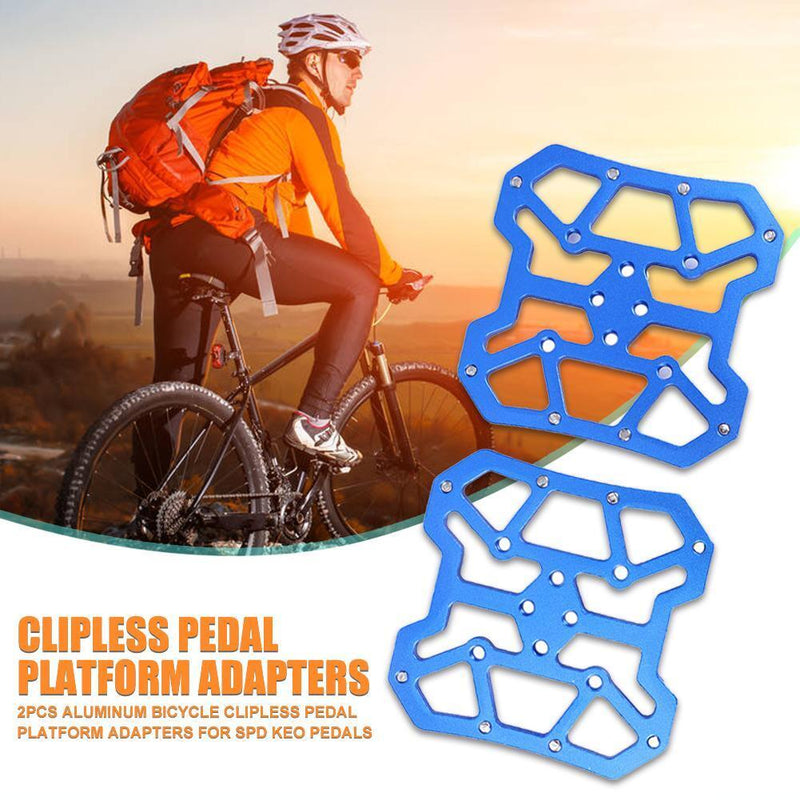2pcs Bicycle Clipless Pedal Platform Adapters for SPD KEO Pedals (Blue) Newly