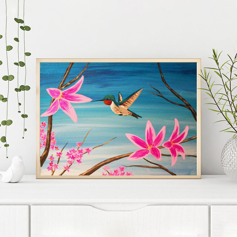 Hand Painted Oil Paint by Numbers DIY Flower Bird Drawing Wall Decoration Gift