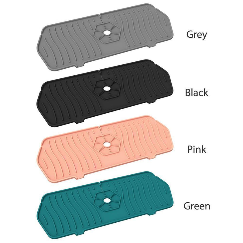 Kitchen Faucet Mat Silicone Sink Splash Guard Counter Draining Pad (Pink)