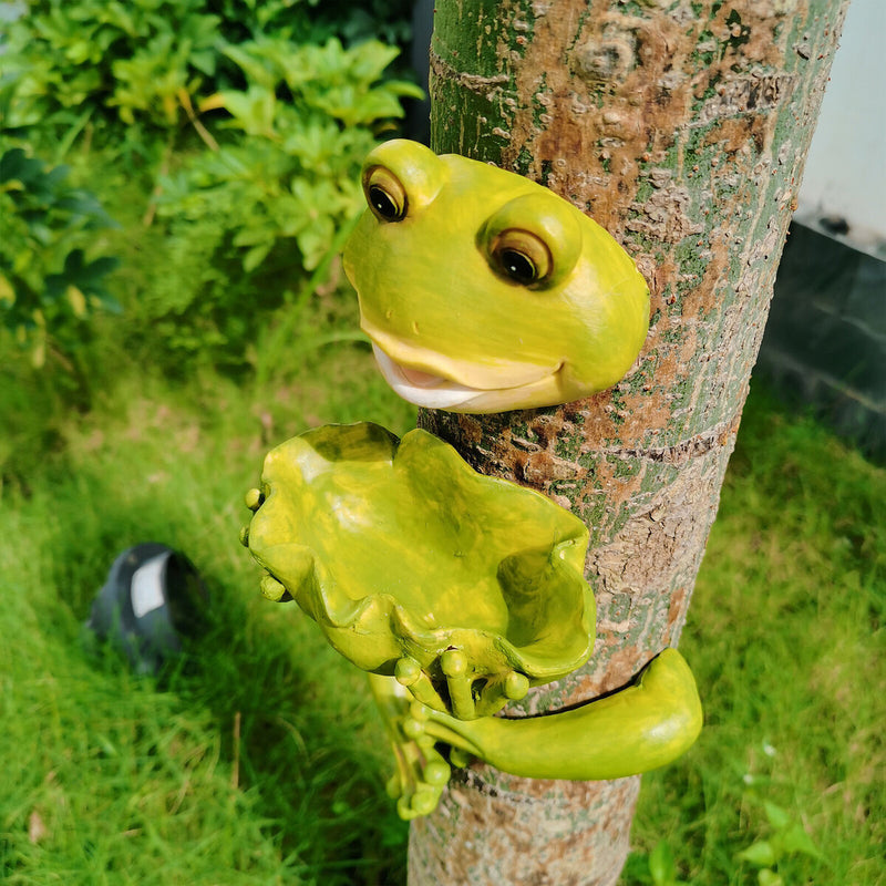 Outdoor Bird Feeding Basin Frog Tree Statue Birdbaths Feeders for Animal