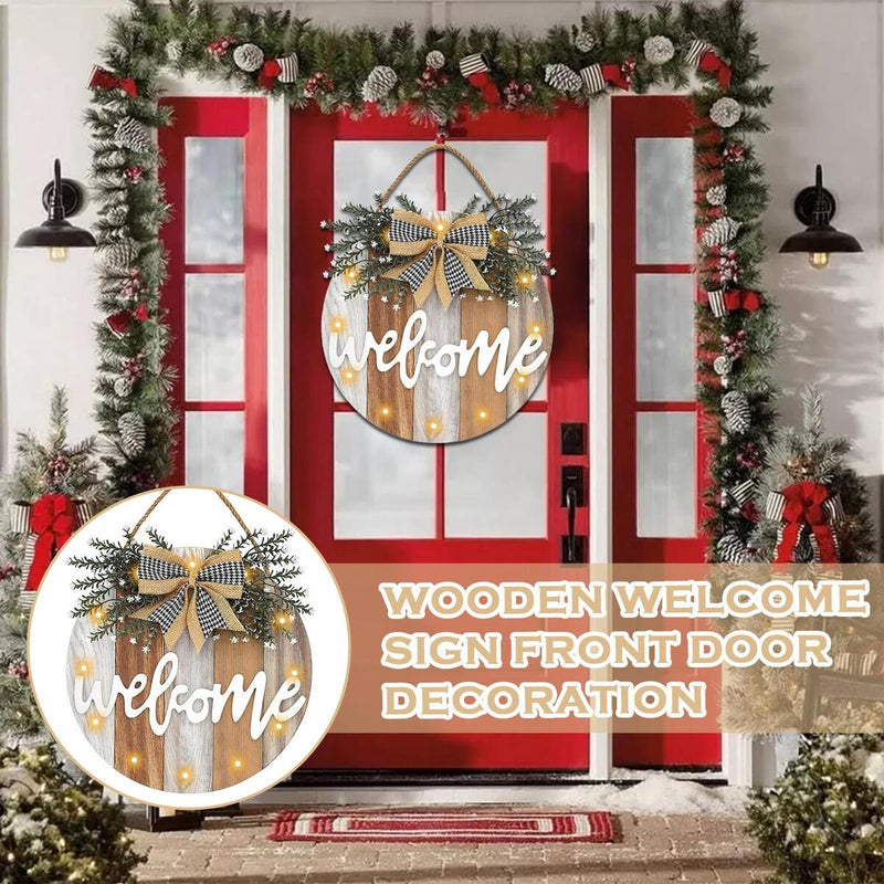 Welcome SignSpring Front Porch Decor, Rustic Wooden Hanging Front Door FAST~