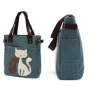 Women handbag canvas bag with cute cat fashion ladiesl bags(light green)