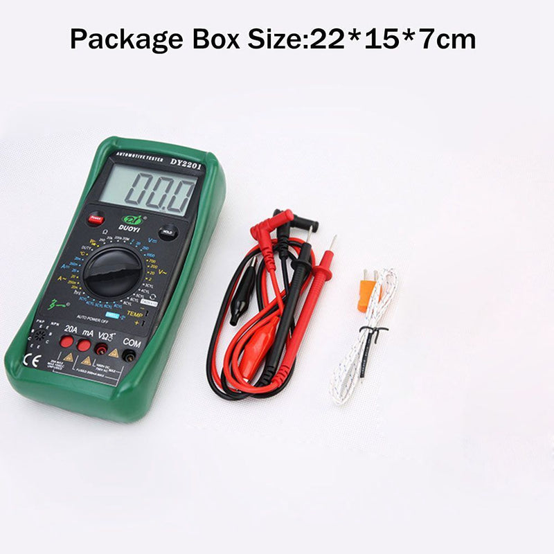 Dwell Angle Temperature Digital Automotive Tester Multimeter with Test Leads