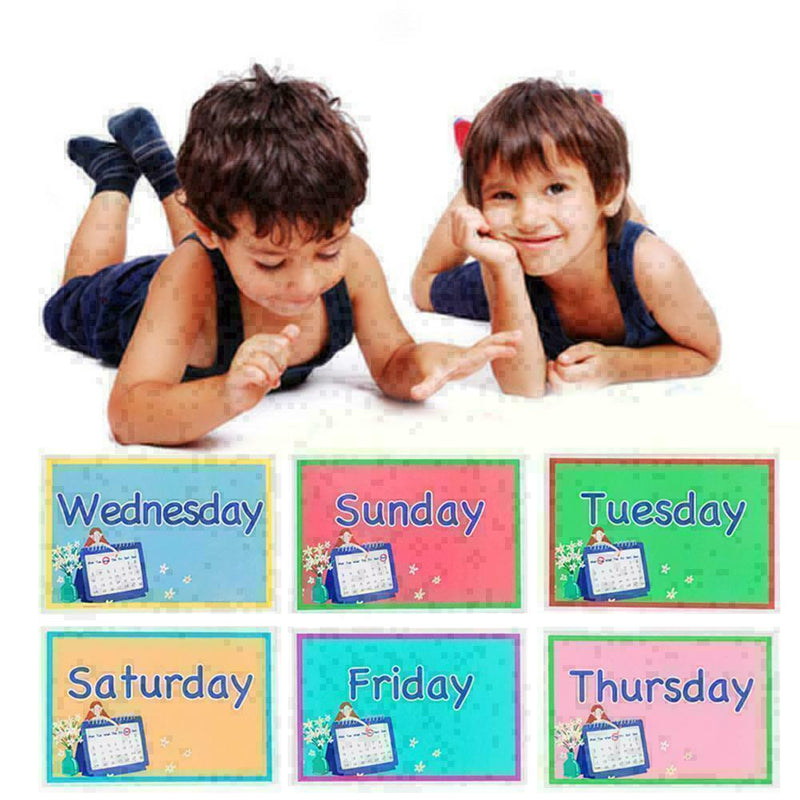 7Pcs Alphabet Number Flash Week Card Set Preschool Educational R6H6 L3H3 K6B7