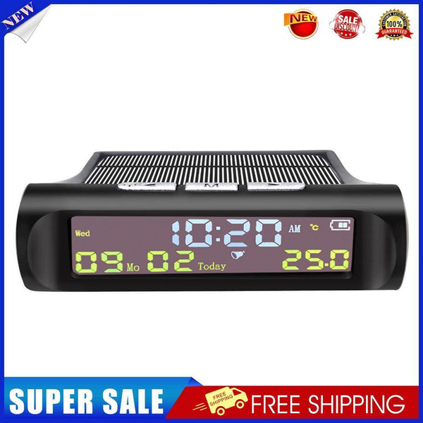 AN01 TPMS Look Solar Car Digital Clock with Date In-Car Temperature Display