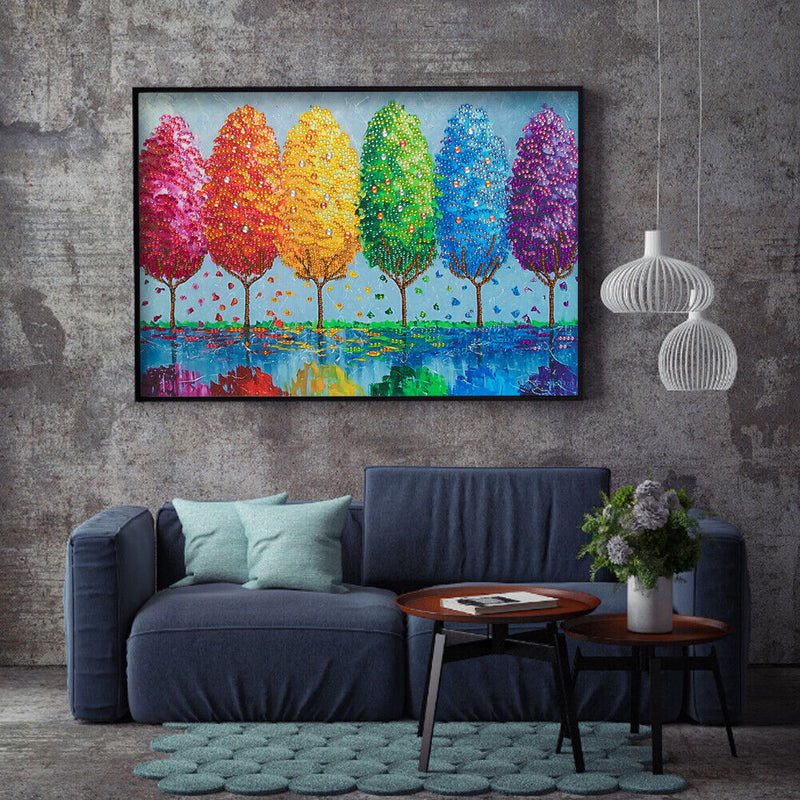 Diamond Painting 5D DIY Colorful Tree Partial Special Drill Rhinestone Kit Newly