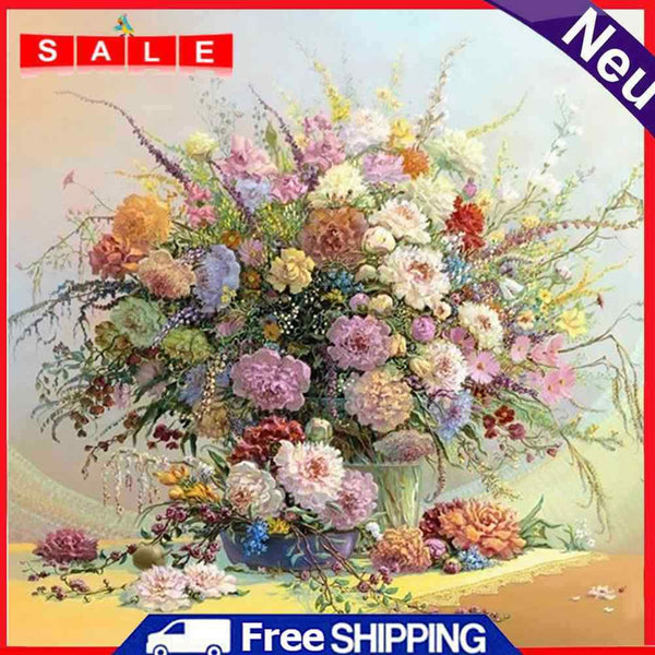 5D DIY Full Round Drill Diamond Painting Flower Bouquet Cross Stitch Embroidery