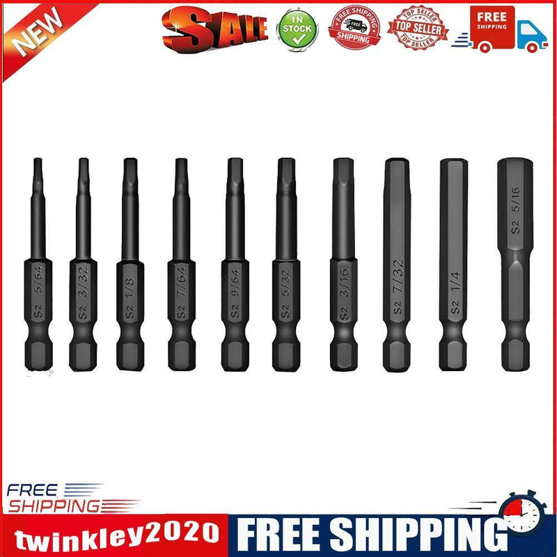 10pcs 50mm Hexagonal Drill Bits S2 Steel Magnetic Electric Screwdriver Bit