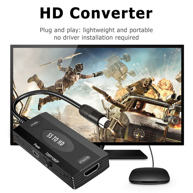 For Sega Saturn Console HD Adapter SS to HDMI-compatible Converter w/ USB Cable