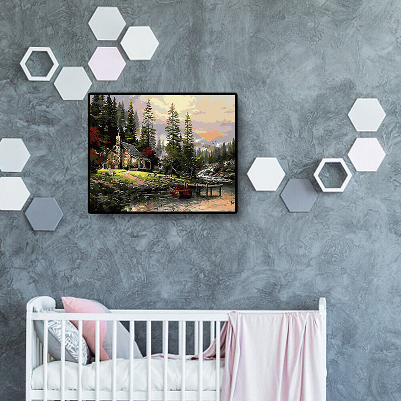 DIY Digital Oil Painting By Numbers Riverside Hat Canvas Acrylic Art 40x50cm