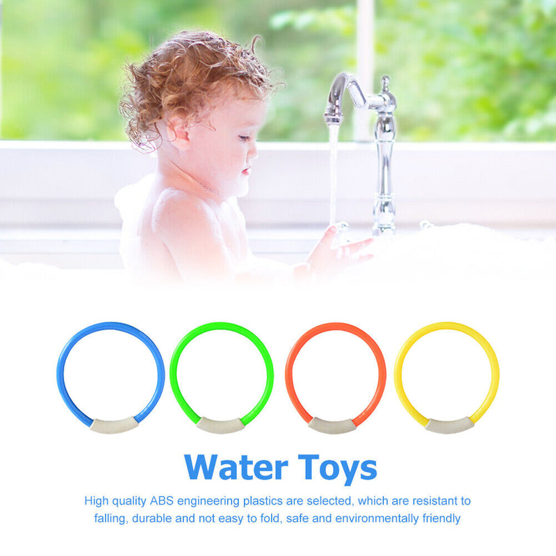 4pcs Pool Throwing Sinking Training Kid Summer Diving Rings Game Play Water Toys