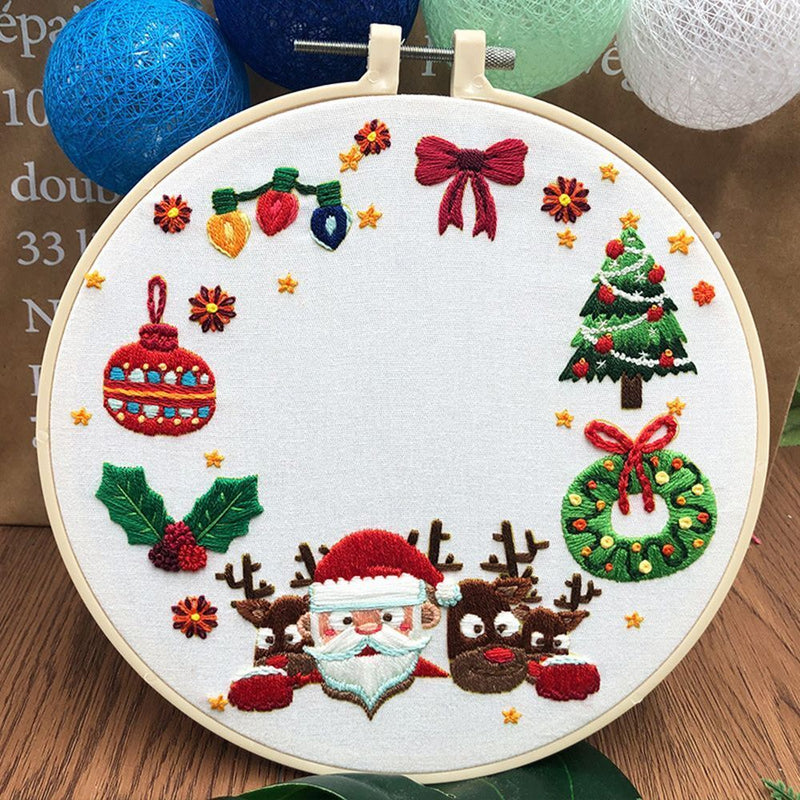 DIY Christmas Embroidery Cross Stitch Kit Embroidery Hoop Merry Christmas