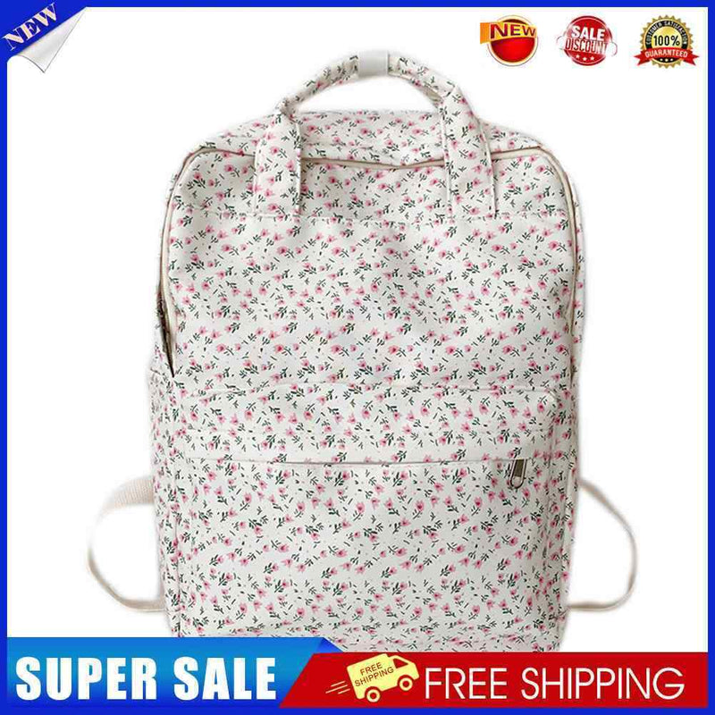 #A Floral Backpack Large Capacity Flower Prints Student Girls Travel School Bag