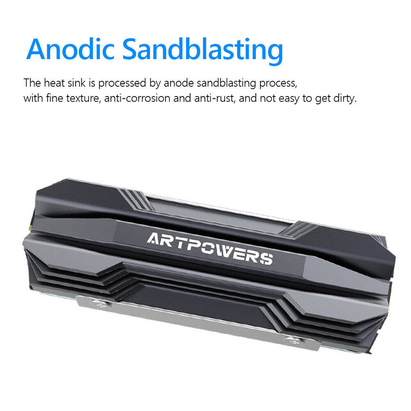 SSD Heatsink Cooler Aluminum M.2 2280 NVME Solid State Disk Radiator (Gray)