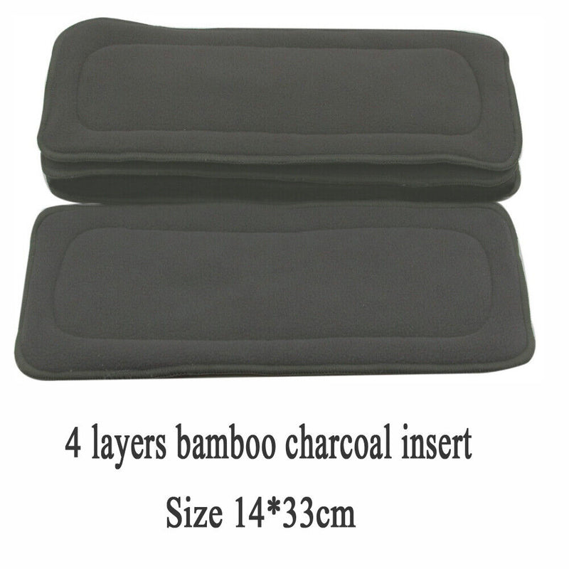 1pc Reusable 4 Layers Bamboo Charcoal Insert Baby Cloth Diaper Nappy Use Newly
