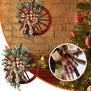 Christmas Red Wagon Wheel Wreath Garland Winter Wreaths with Pine Trees Berries