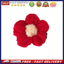 Cute Knitted Red Flower Elastic Hair Rope Loop Fashion Hair Clip Girl Pin Brooch