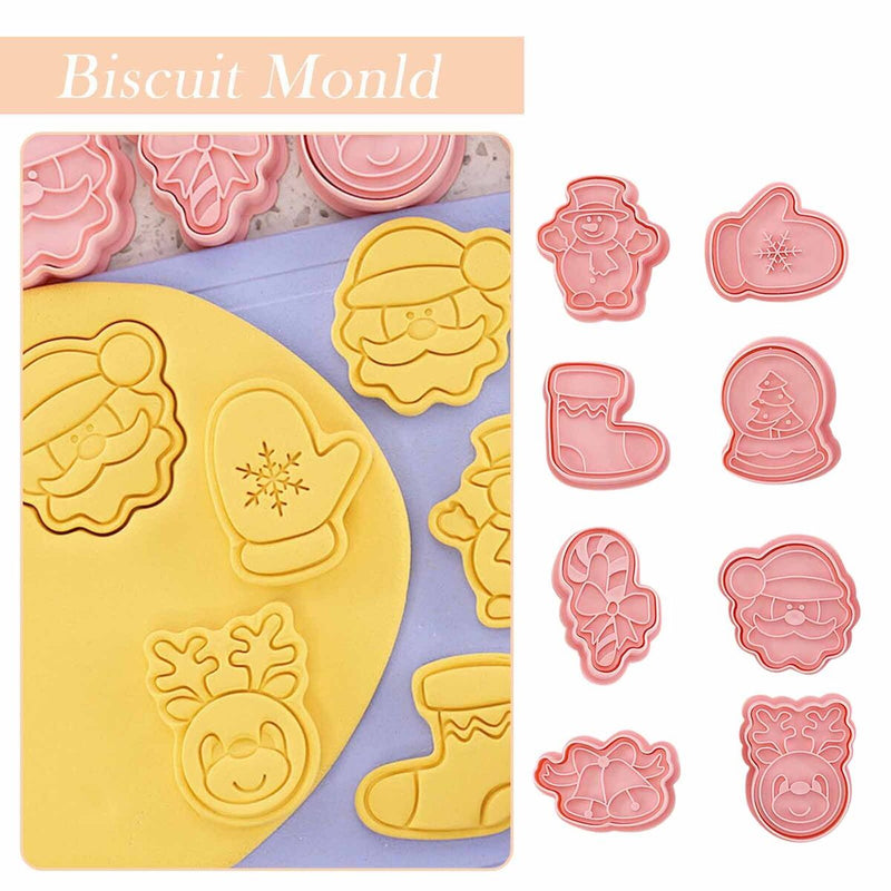 Christmas Cookie Cutters Set of 8 - Biscuits Fondant Molds High Heat Resistant