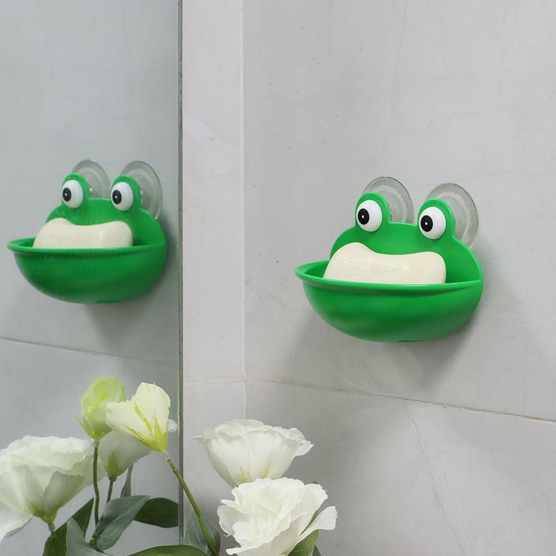 Water Bathroom Cartoon Sucker Soap Dish Storage Box Drain Rack Frog Soap Holder