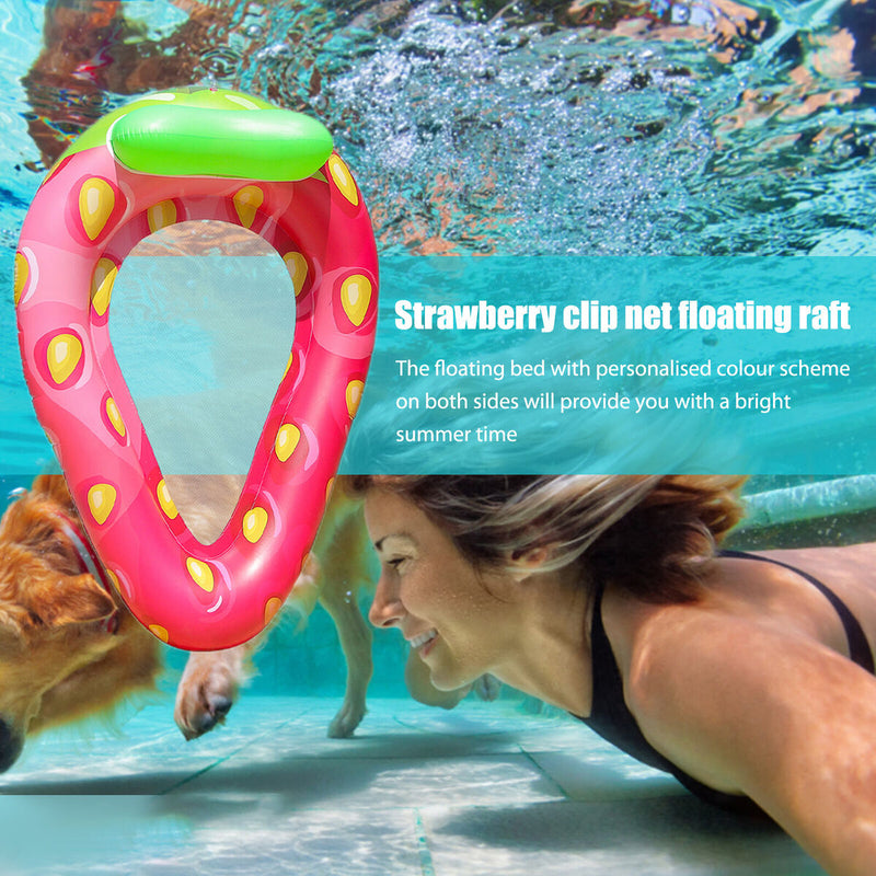 Pool Lounger - Inflatable Floating Water Hammock Outdoor Toys - Strawberry