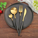 5pcs Portable Travel Tableware Bag with Stainless Steel Picnic Fork Spoon K