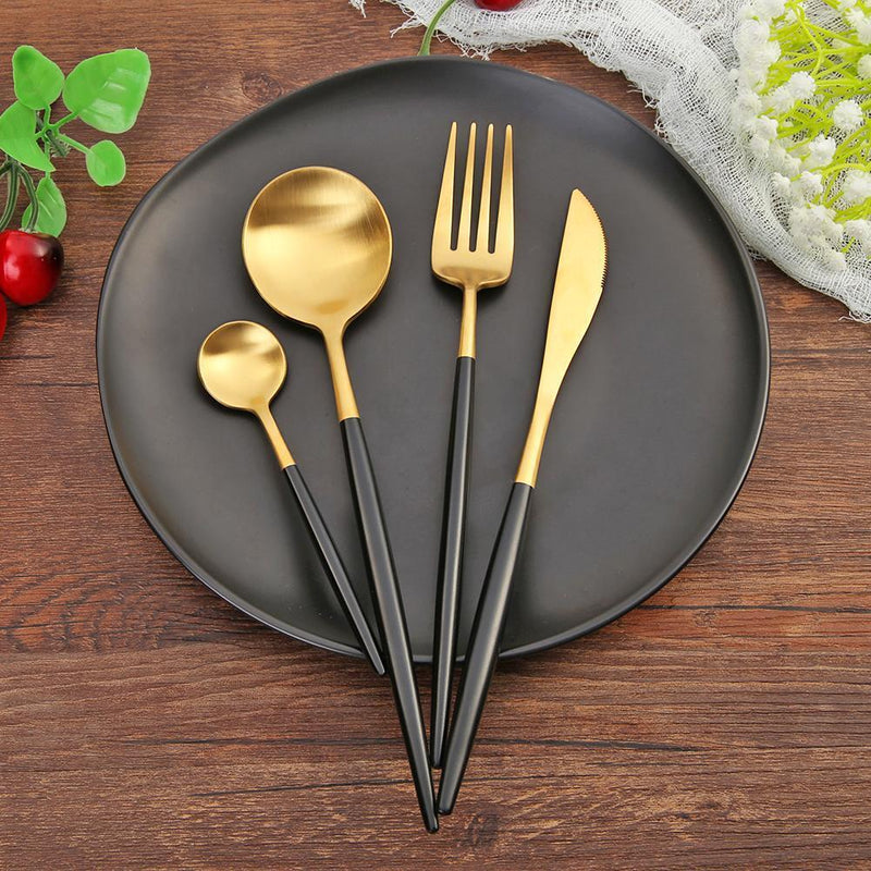 5pcs Portable Travel Tableware Bag with Stainless Steel Picnic Fork Spoon K