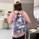 #A Casual Tie Dye Backpack Women Gradient Chain Canvas Backpack Daypack for Sh