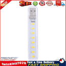 Mini Portable USB Book Light Bright Reading Lamp for Laptop (Yellow 8LED) Newly