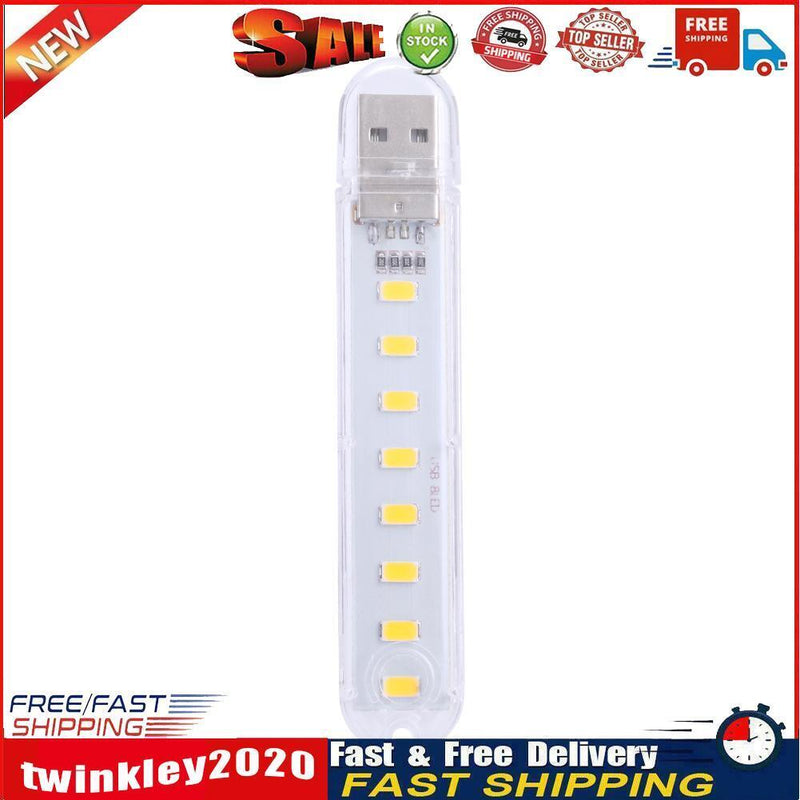 Mini Portable USB Book Light Bright Reading Lamp for Laptop (Yellow 8LED) Newly