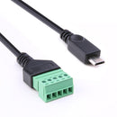 Micro USB Male to 5 Pin Screw Connector w/30cm Shield Terminal Plug Cable