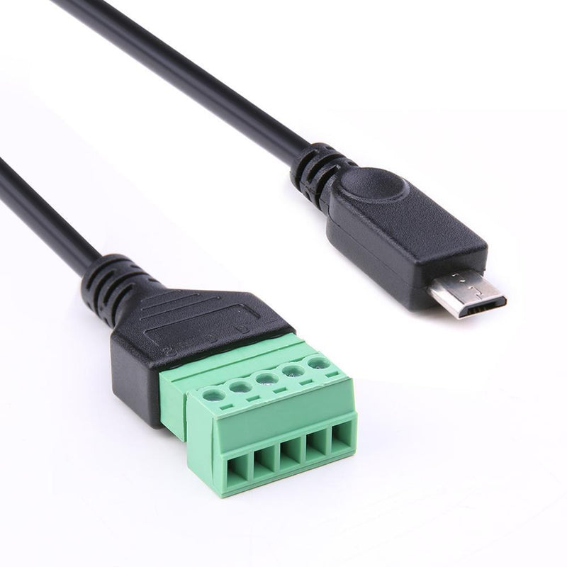 Micro USB Male to 5 Pin Screw Connector w/30cm Shield Terminal Plug Cable