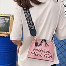 Women PU Leather Shell Wide Shoulder Strap Crossbody Messenger Bag (Pink)