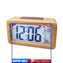 Digital Alarm Clock, Wooden Time Display Battery Operated Electronic Clocks