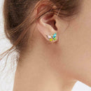 Sterling Ear Stud Studs Rhinestone Butterfly Earrings Exquisite Favor S4O2 T9Q2