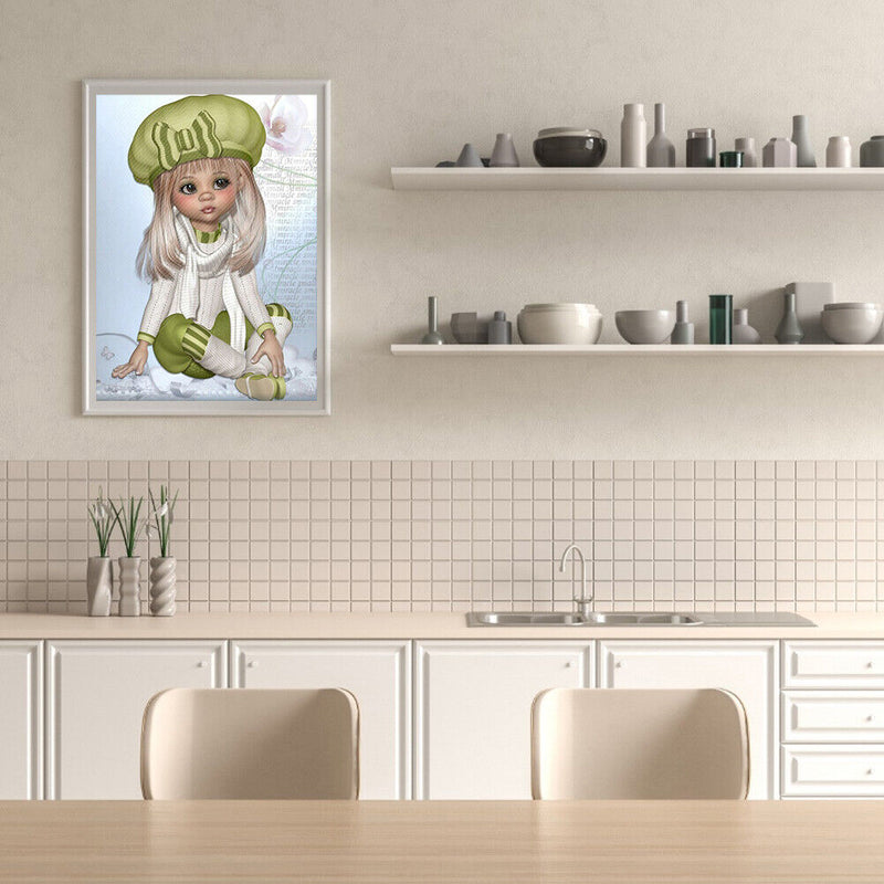 5D DIY Green Suit Girl Diamond Painting Kits Full Round Drill Wall Decor Crafts