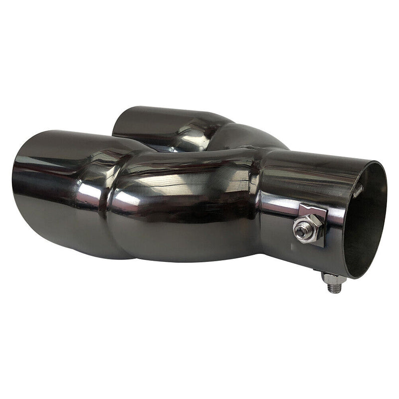 Universal Bolt-on Dual Exhaust Tip Slant Cut Tailpipe Muffler Tip Black Tit