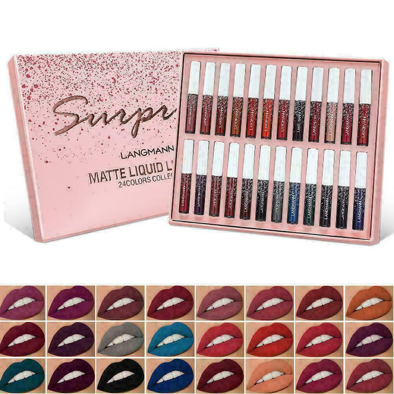 Waterproof Long Lasting Velvet Matte Lipstick Makeup Colors Q6H9 Gloss 24 F7V0