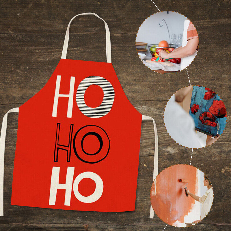 HO Print Linen Apron Kitchen Waterproof Home Cooking Bib Pinafore (68X55CM)