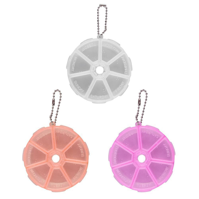 15pcs Portable 7 Day Weekly Round Drug Tablet Pill Box Medicine Splitters