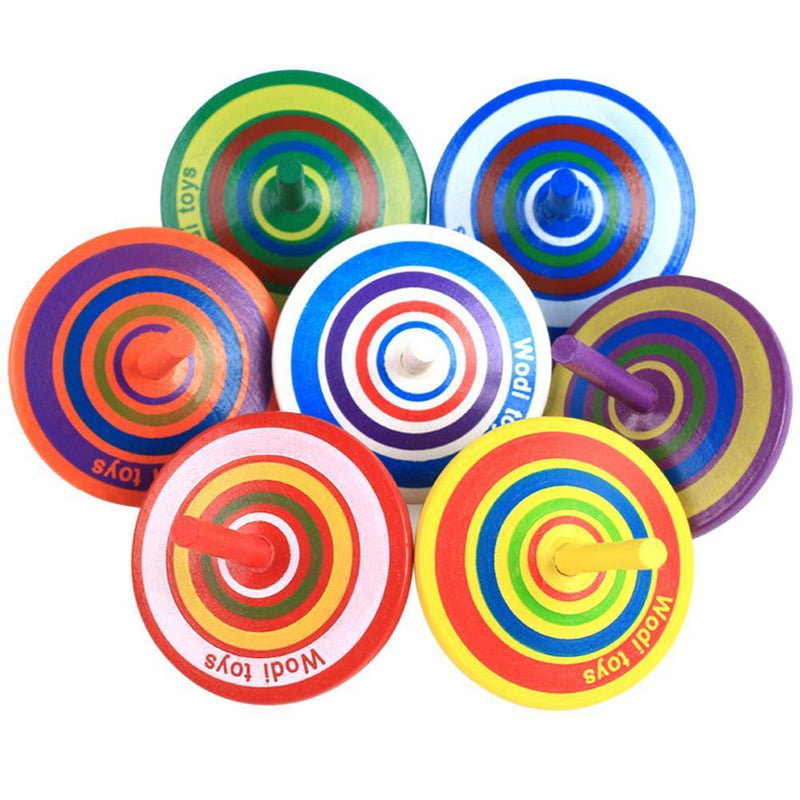 Wood Gyro Kids Toys Relief Stress Desktop Spinning Top Toys Gifts (Circle) Newly