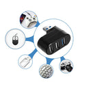 Mini Rotatable 3 Port USB Hub U Disk Reader Splitter for PC (USB 3.0 Black)