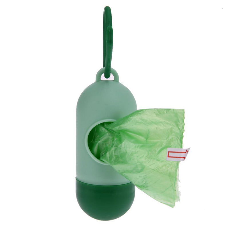 Pet Dog Garbage Clean up Bag Holder Dispenser + Poop Bags Set(Light Green) Newly