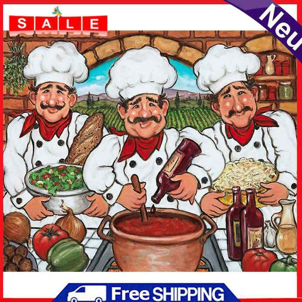 Three Chefs Canvas Painted Oil Paint By Numbers Wall Art Modern Bedroom Decor