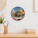 Beach Car Round Metal Plate Tin Sign Plate for Bar Pub Club Wall Art Poster Kit