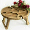 Wooden Outdoor Folding Picnic-Table With Glass Holder Glass Wine 2 1 R9I3 M5D1