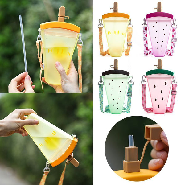 with Strap Water Bottle With Straw Drinking Cup Juice Cup Popsicle Cups