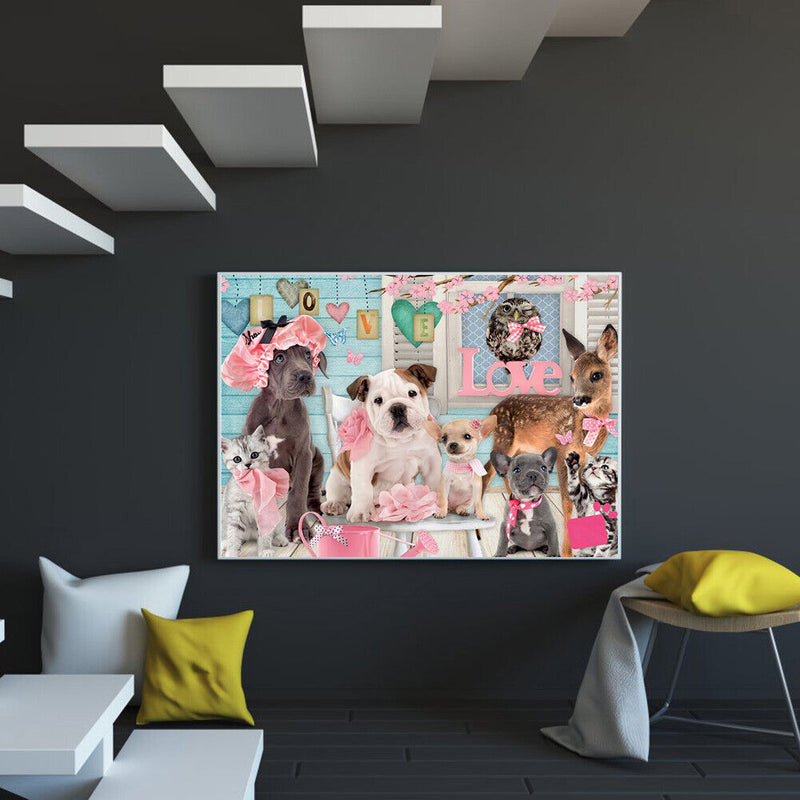 Diamond Painting Cat Dog Party Full Round Drill Picture of Rhinestone DIY Kits